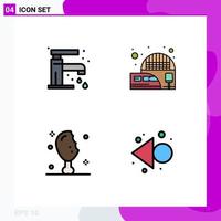 Modern Set of 4 Filledline Flat Colors and symbols such as bathroom meat tap suburban turkey leg Editable Vector Design Elements