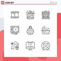 Set of 9 Modern UI Icons Symbols Signs for pineapple programing music drawing design Editable Vector Design Elements