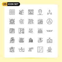 Pictogram Set of 25 Simple Lines of structure location whistle gps website Editable Vector Design Elements