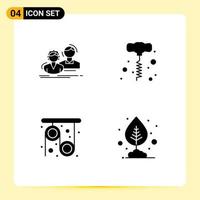 4 Universal Solid Glyphs Set for Web and Mobile Applications student pulley couple hand drill science Editable Vector Design Elements