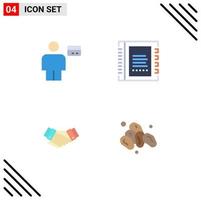 Set of 4 Vector Flat Icons on Grid for avatar list credit book deal Editable Vector Design Elements