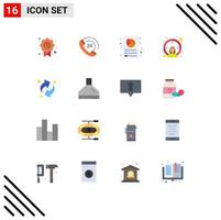 16 Universal Flat Color Signs Symbols of recycling goal analysis target employee Editable Pack of Creative Vector Design Elements