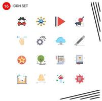 16 User Interface Flat Color Pack of modern Signs and Symbols of mobile gestures chain audiance marketing Editable Pack of Creative Vector Design Elements