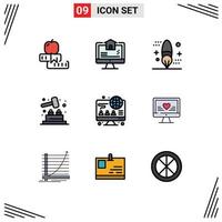 Universal Icon Symbols Group of 9 Modern Filledline Flat Colors of computer game home whack a mole development Editable Vector Design Elements