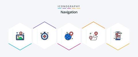 Navigation 25 FilledLine icon pack including map. route. map. pin. pin vector