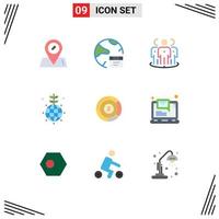 User Interface Pack of 9 Basic Flat Colors of pie world advertising globe marketing Editable Vector Design Elements
