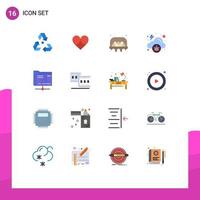 Pack of 16 Modern Flat Colors Signs and Symbols for Web Print Media such as malware infected like cloud eggs Editable Pack of Creative Vector Design Elements