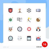 Flat Color Pack of 16 Universal Symbols of dollar seo ship investment education Editable Pack of Creative Vector Design Elements