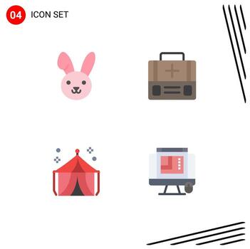 Pack of 4 Modern Flat Icons Signs and Symbols for Web Print Media such as bynny fair briefcase suitcase css design Editable Vector Design Elements