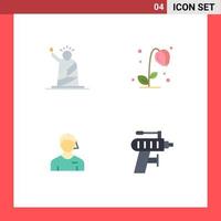 User Interface Pack of 4 Basic Flat Icons of landmarks arbiter statue floral judge Editable Vector Design Elements