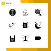 9 Thematic Vector Solid Glyphs and Editable Symbols of food career molecule leader success Editable Vector Design Elements