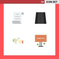 Group of 4 Modern Flat Icons Set for document business perspective handshake sign Editable Vector Design Elements