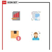 Set of 4 Commercial Flat Icons pack for statistics enterprise architecture business market paper Editable Vector Design Elements