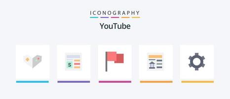 Youtube Flat 5 Icon Pack Including ui. gear. flag. basic. ui. Creative Icons Design vector