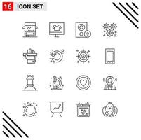 Outline Pack of 16 Universal Symbols of dollar setting computers wheel signal Editable Vector Design Elements