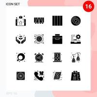 User Interface Pack of 16 Basic Solid Glyphs of give farming grid agriculture printer Editable Vector Design Elements