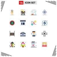 Set of 16 Modern UI Icons Symbols Signs for infrastructure computing fund scientific research science lab Editable Pack of Creative Vector Design Elements