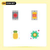 Editable Vector Line Pack of 4 Simple Flat Icons of application pineapple left temperature money Editable Vector Design Elements