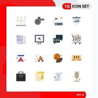 Set of 16 Modern UI Icons Symbols Signs for search find socket document information Editable Pack of Creative Vector Design Elements