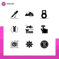 Stock Vector Icon Pack of 9 Line Signs and Symbols for click industry tree factory two way Editable Vector Design Elements