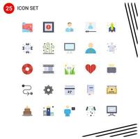 25 Flat Color concept for Websites Mobile and Apps success pencil bellhop video player video Editable Vector Design Elements