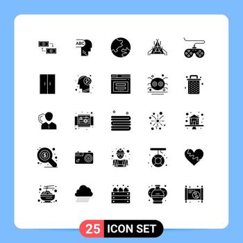 25 sólido glifo concepto para sitios web móvil y aplicaciones palanca de mando dispositivo tierra controlador tienda editable vector diseño elementos
