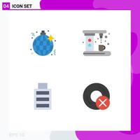 Editable Vector Line Pack of 4 Simple Flat Icons of disco full party kitchen computers Editable Vector Design Elements