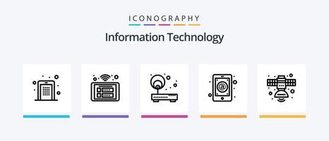 información tecnología línea 5 5 icono paquete incluso local. área. calor. sitio web. éxito. creativo íconos diseño vector