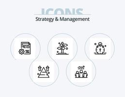 Strategy And Management Line Icon Pack 5 Icon Design. gear. configure. bastion. dashboard. report vector