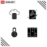 Pictogram Set of 4 Simple Solid Glyphs of backup box medical lock logistic Editable Vector Design Elements