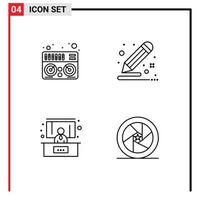 Pictogram Set of 4 Simple Filledline Flat Colors of midi presentation color draw celebrity Editable Vector Design Elements