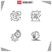 Set of 4 Modern UI Icons Symbols Signs for web setting energy timer user Editable Vector Design Elements