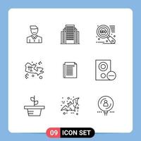 Group of 9 Modern Outlines Set for world location apartment map seo Editable Vector Design Elements