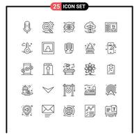 Modern Set of 25 Lines Pictograph of data connected business cloud vision Editable Vector Design Elements