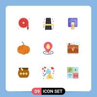 Universal Icon Symbols Group of 9 Modern Flat Colors of easter pin finger location food Editable Vector Design Elements