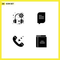 Pack of Modern Solid Glyphs Signs and Symbols for Web Print Media such as gear phone chat call education Editable Vector Design Elements