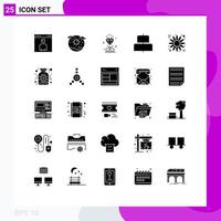 Universal Icon Symbols Group of 25 Modern Solid Glyphs of flower center planet align heart Editable Vector Design Elements