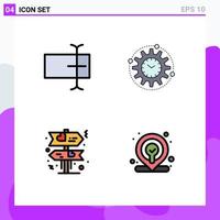 Modern Set of 4 Filledline Flat Colors Pictograph of cursor direction efficiency productivity web Editable Vector Design Elements