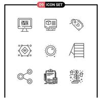 Set of 9 Vector Outlines on Grid for record internet of things internet offer valentine Editable Vector Design Elements