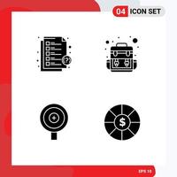 Modern Set of 4 Solid Glyphs and symbols such as headphones target support traveling currency Editable Vector Design Elements