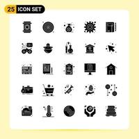 Pictogram Set of 25 Simple Solid Glyphs of note workbook bag setting gear Editable Vector Design Elements