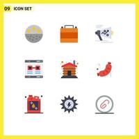 9 User Interface Flat Color Pack of modern Signs and Symbols of promote internet clothes shop announce loudspeaker Editable Vector Design Elements