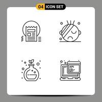4 Creative Icons Modern Signs and Symbols of document green news hospital api Editable Vector Design Elements