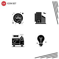 User Interface Pack of Basic Solid Glyphs of encryption car building city bulb Editable Vector Design Elements