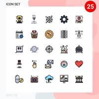 User Interface Pack of 25 Basic Filled line Flat Colors of love setting steel set basic Editable Vector Design Elements