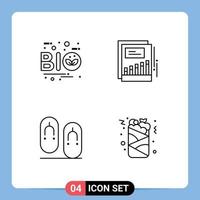 Pictogram Set of 4 Simple Filledline Flat Colors of bio report nature chart flops Editable Vector Design Elements