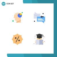 Group of 4 Flat Icons Signs and Symbols for analysis price pie chart support book Editable Vector Design Elements