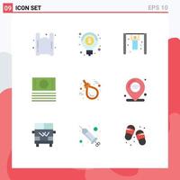 Universal Icon Symbols Group of 9 Modern Flat Colors of rope halloween gymnast gallows shop Editable Vector Design Elements