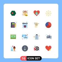 16 Flat Color concept for Websites Mobile and Apps independence day firework gift box celebration love Editable Pack of Creative Vector Design Elements