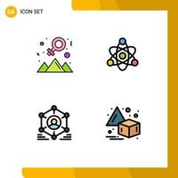 User Interface Pack of 4 Basic Filledline Flat Colors of achievement group success education team Editable Vector Design Elements